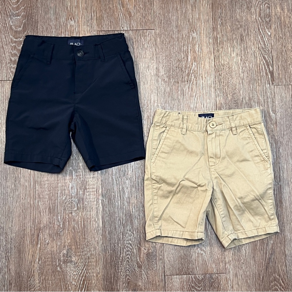 The Children’s Place Boys Chino Shorts Lot of 2 Navy Khaki Uniform | Size: 5